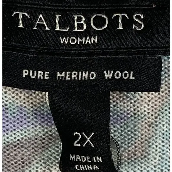 Talbots 100% Merino Wool Cardigan Sweater Women’s 2X Paisley Quiet Luxury Pretty - Picture 6 of 14